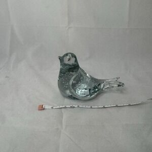 Vintage Light Blue Glass Bird Paperweight 4" Tall 6" Long Dove Bluebird